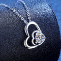 S925 Sterling Silver Moissanite Heart Pendant for Women-0-0