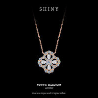 Sterling Silver Four-Leaf Clover Necklace, Versatile and Luxurious Cross-Chain TikTok Taobao Cross-Border Hit-S925 Sterling Silver Rose Gold + Moissanite