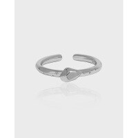 wholesale S925 Sterling Silver Korean Version Ins Minimalist Niche Design Versatile Plain Ring with Crushed Silver Texture Adjustable Open Ring for Women-Platinum [No. 15/Adjustable] Opening adjustable