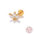 wholesale S925 Sterling Silver Crown Rhinestone Flat Thread Cartilage Ear Stud, a popular European piercing earring-0-0