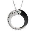 wholesale 925 Silver Gold Plated Pendant Chain with High-Carbon Diamonds, Double-Sided Panther Black Enamel, Versatile Necklace for Women-0-0