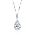 wholesale S925 silver plated with 18k gold, 6*9mm teardrop 15 carat necklace versatile moissanite pendant chain-0-0