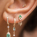 wholesale S925 Sterling Silver Mini Triangle Tassel Zircon Spiral Cartilage Stud Earrings, Creative And Versatile-0-2