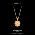 Gold-Plated Full-Diamond Eight-Treasures Compass Pendant Necklace-0-1