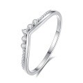 wholesale S925 Sterling Silver V-Shape Ring with Inlaid Diamonds, Versatile and Minimalist Stackable Band for Wholesale-0-4