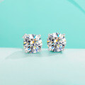 wholesale S925 Sterling Silver Moissanite Four-Prong Stud Earrings for Women, Minimalist and Fashionable Small Design, Dainty and Exquisite Earrings-0-1