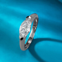 wholesale S925 Sterling Silver Live Sale Hot New Style Minimalist Marquise Diamond Ring 5*10 Zircon Design Couple Ring High-End Feel-R913 White Gold Marquise Ring  Size 5