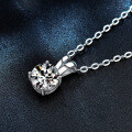 S925 Sterling Silver Moissanite Four-Prong Pendant Necklace-0-0