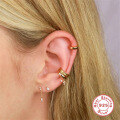 wholesale S925 Sterling Silver Wide INS Diamond-Studded Drop Clip-On Hoop Earrings,。-0-2
