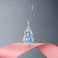 wholesale 925 Sterling Silver Diamond-Encrusted Gourd Necklace for Women, Light Luxury Fashion, Niche Elegance, High-End Feel with Zirconia Pendant Collarbone Chain-White gold single pendant>925 silver