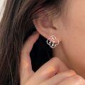 wholesale S925 Sterling Silver Four-Leaf Clover Bamboo Knot Ear Studs Women's New Chinese Style National Trend Light Luxury Versatile Small Earrings-0-0
