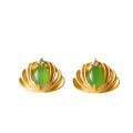 wholesale 925 Silver Gold Plated with Hetian Jasper Earrings, Cheongsam Ear Accessories, Unique Design Jade Earrings-0-4