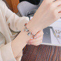 wholesale S925 Sterling Silver Korean-style Creative Pattern Printed Tube Bead Cross Pendant Lock Luck Square Charm Link Bracelet-0-2