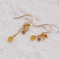 wholesale S925 silver-plated 14K gold asymmetrical earrings with yellow crystal in a vintage bohemian style for wholesale jewelry-Citrine Earrings>925 Silver