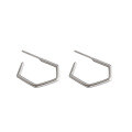 wholesale S925 Sterling Silver ET073 Hexagonal Minimalist Geometric CHIC Style Stud Earrings for Women-0-4