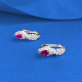 wholesale Metal S925 Sterling Silver Pear-shaped Red Zircon Snake Bone Ear Clasp High-end Sense Light Luxury Sparkling Earrings Live Stream Style-0-3