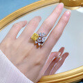 wholesale S925 Sterling Silver New Style Imported High Carbon Diamond 6*8 Radiant Cut Yellow Diamond Ring for Women,Ins-0-3