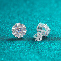 S925 Sterling Silver Moissanite Sunflower Earrings for Women-0-1