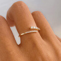 wholesale S925 Sterling Silver Zircon Geometric Ring Fashion Simple Gentle Versatile Adjustable Open Ring-0-2