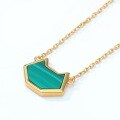wholesale 925 silver plated with 10K gold Japanese cute-style malachite cat pendant geometric cat head necklace for women wholesale-0-3