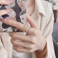 wholesale S925 Sterling Silver European and American Cross-Border Minimalist Style Threaded Elastic Twist Ring Sweet and Cool Trendy Versatile Band-1326FJ/approx. 1.9g 5