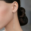 wholesale 925 Sterling Silver Zircon Ear Wire Long Drop Fringe Earrings High-End-0-0