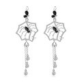 wholesale S925 Silver Dark Series Designer Tassel Earrings with Spider Design and Inlaid Gemstones-0-0