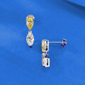 wholesale S925 Silver New Drop Marquise Double Stone White and Yellow Color Contrast Stud Earrings Zircon Light Luxury Minimalist-0-2
