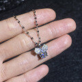 925 Sterling Silver 1ct Moissanite Mickey Runaway Princess Pendant Lip Chain Necklace-0-1