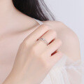 wholesale Metal S925 Sterling Silver Plated with White Gold, Moissanite Double Stackable Ring for Women, Slim and Delicate Row Ring, Pinky Ring Wholesale-0-3