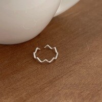 wholesale S925 Sterling Silver ECG Wave Ring for Women, Minimalist Geometric Line Ring, New Trend-Sterling silver