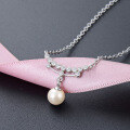 wholesale S925 silver Korean fashion elegant and trendy pearl collarbone chain for women, creatively simple with shell pearl, wholesale-0-3