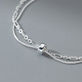 wholesale S925 Sterling Silver Ins Style Chain Snake Bone Circle Double Layer Bracelet Personality Temperament Accessories Women S6783-0-3