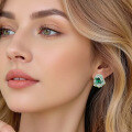 wholesale 925 Silver Gold-Plated Earrings with High Carbon Diamonds Kellyxie Muzo Green Oval Rose Secret Garden Women's Ear Clips-0-3
