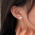 wholesale S925 Sterling Silver Korean Style Floral Stud Earrings for Women, New Miniature Exquisite Trendy Ear Accessories, Versatile for Students-0-3