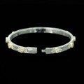 wholesale 925 Silver Gold-Plated Bracelet with High-Carbon Diamonds, Silver Sandblasted and Diamond-Inlaid, Exquisite and Niche Versatile Jewelry for Women-0-3