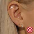 wholesale S925 Sterling Silver Classic Five-Pointed Star Earring Set with Zircon and Flower Petals-0-1