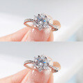 wholesale S925 Sterling Silver Snowflake Ring for Women, Ins Style, Light Luxury, High-End Feel, Openable Simulation Engagement Diamond Ring, Qixi Festival Gift-0-2