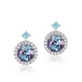 wholesale S925 Gold-Plated Sterling Silver, Cross-Border New Cultivated Alexandrite Ear Studs, European and American Light Luxury, Small and Exquisite High-End Earrings-0-5