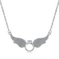 wholesale S925 Sterling Silver Cross-Border Live Streaming Women's Necklace, Unique Design Small Angel Wing Full Diamond Pearl Inlaid Collarbone Chain-0-4