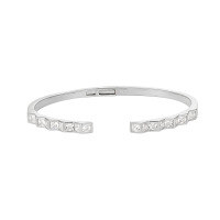 wholesale S925 Sterling Silver 204 Niche Aesthetic European and American Style Light Luxury Geometric Square Zircon Open Bangle for Women-Platinum 925 silver