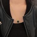 wholesale S925 Sterling Silver Round Black Agate Gold Long Necklace for Women, Korean High-End Spring and Summer New Edition Sweater Chain-0-2