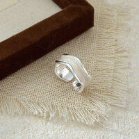 wholesale S925 Sterling Silver Irregular Drip Glaze Ring for Women, Small Niche, Light Luxury, Openable, High-end Fashionable Statement Ring-Sterling silver