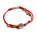 wholesale S925 Sterling Silver "Peace and Joy" Red String Couple Bracelet, Versatile Niche Design Woven Rope Accessory for Birth Year-0-4