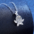S925 Silver Moissanite Flower Pendant Necklace, Wholesale for Women-0-0