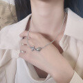 wholesale S925 Sterling Silver Korean-style Minimalist Heart Cross Pendant Creative Trendy Women's Collarbone Chain-0-3