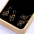 wholesale 925 Silver Japanese Light Luxury Cute Girly Adorable Cat Stud Earrings with Red Garnet Topaz, Hypoallergenic-0-0