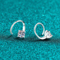 S925 Sterling Silver Moissanite Rotating Stud Earrings, Women's Minimalist Daily Fashion-0-0