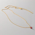 wholesale S925 Sterling Silver Fresh and Sweet Ins Style Retro Exquisite Design Red Diamond Heart Necklace Y01385-0-3