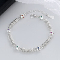 wholesale S925 Sterling Silver Irregular Patchwork Set with Colorful Zircon Creative Bracelet Fashion Commuting Light Luxury Style Women's Jewelry-150FS/bright silver 8.7g 925 silver